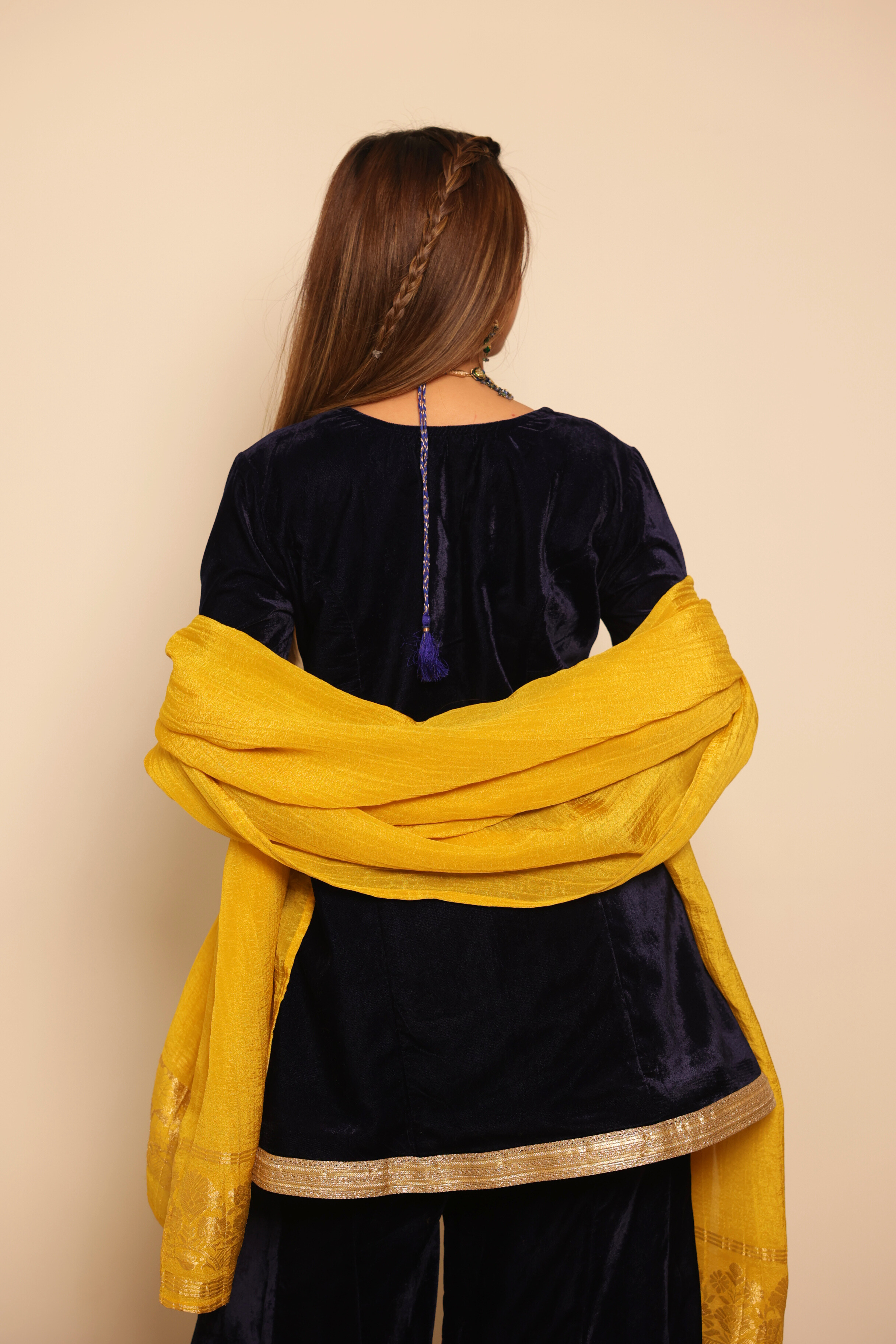 Rajwada Navy Embroidered Velvet Set